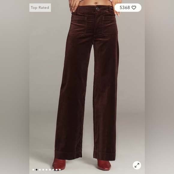 Maeve/Anthropologie The Colette Full-Length Wide Leg Velvet Pants-Brown 29T. NWT